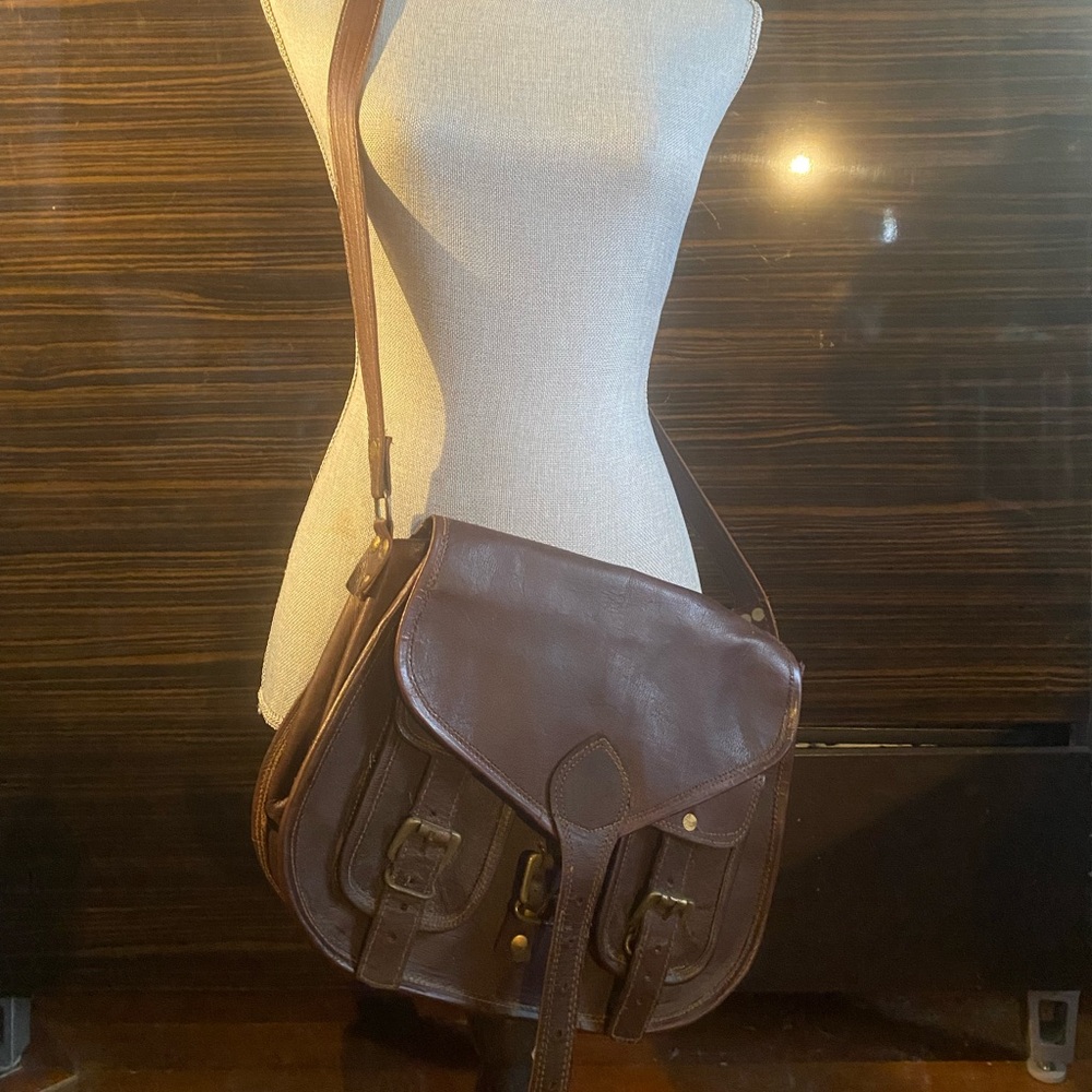 Handmade Brown Leather Crossbody Bag NWOT